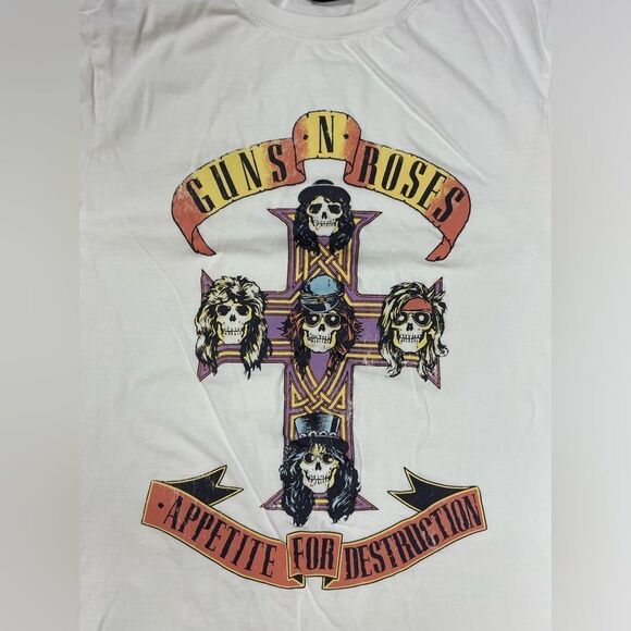 Guns N Roses Appetite For Destruction Women Small White Short Sleeve Music - Picture 2 of 5